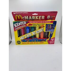 McDonald's McMarkers Set Of 8 Scented Watercolor Markers W Holder 1994 NOS (1)